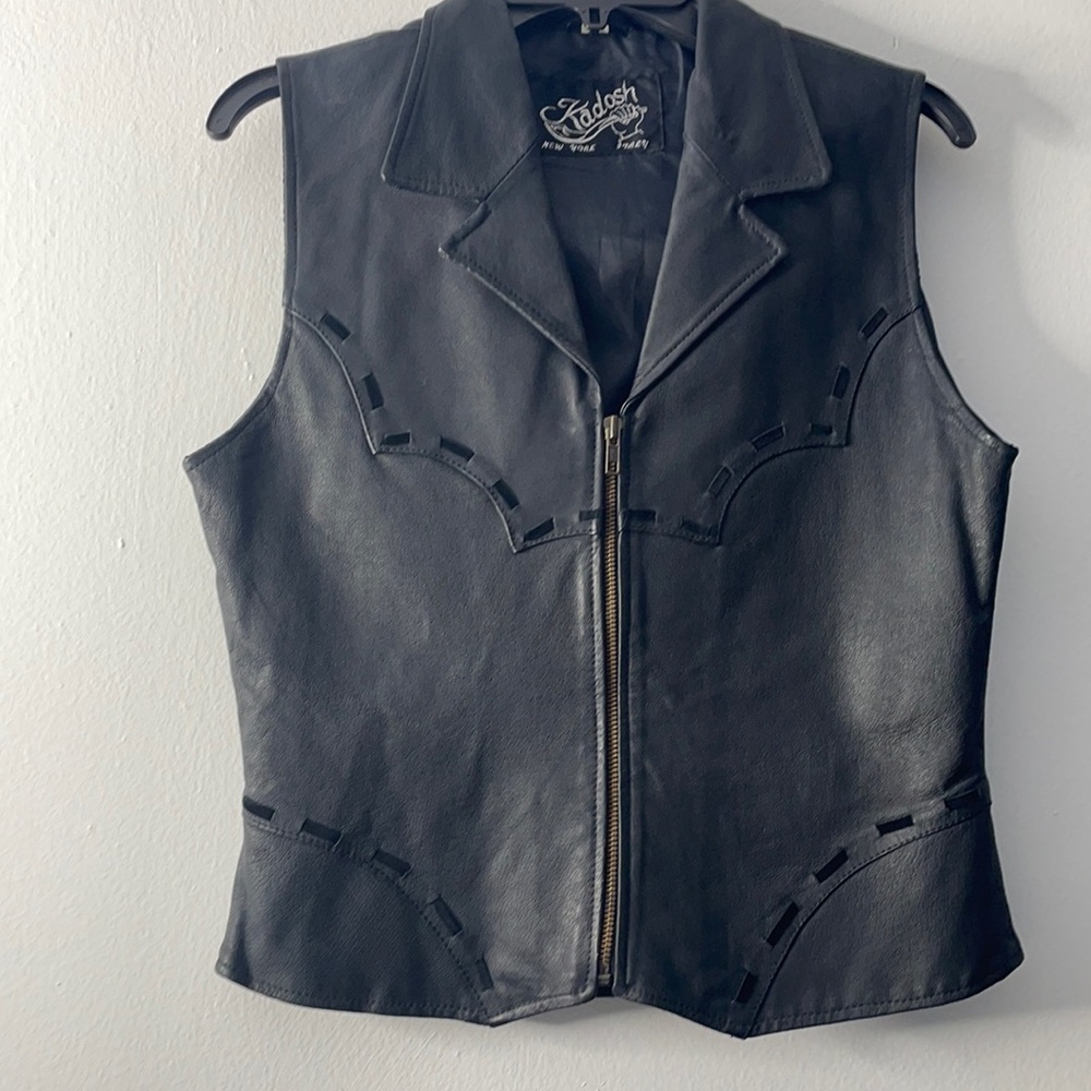 kadosh new york short sleeves leather jacket